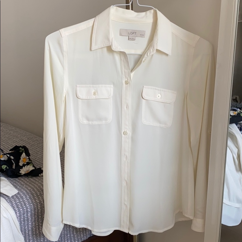 Loft silky ivory blouse